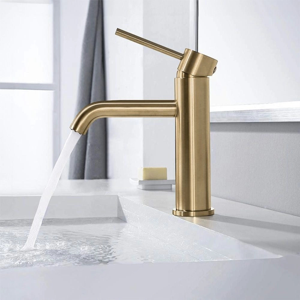 Rubinetto Da Lavabo Rea Lungo Gold Brush Low