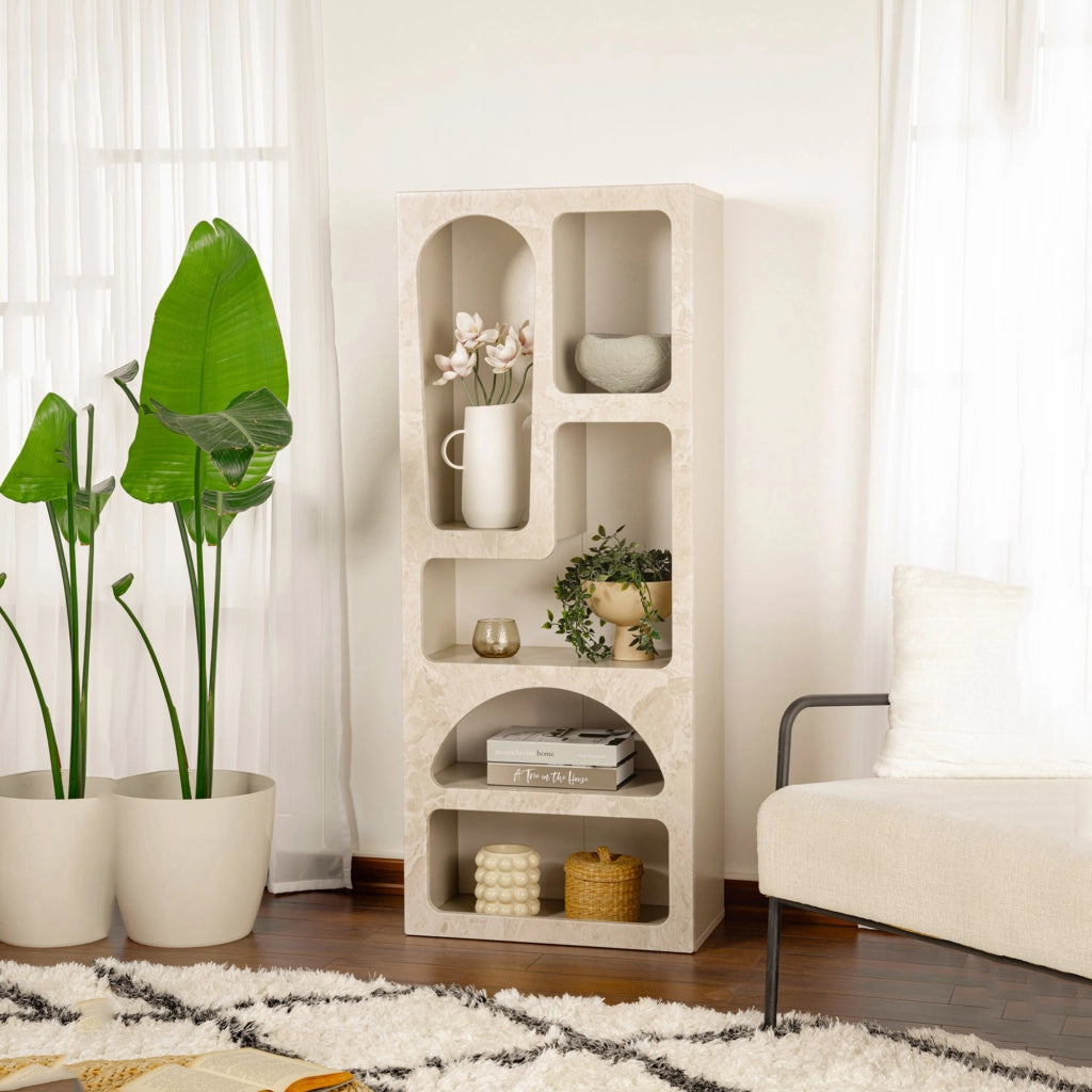 Biblioteca Arsenion, Libreria 6 Ripiani, 60x32x150h cm Beige Marmo