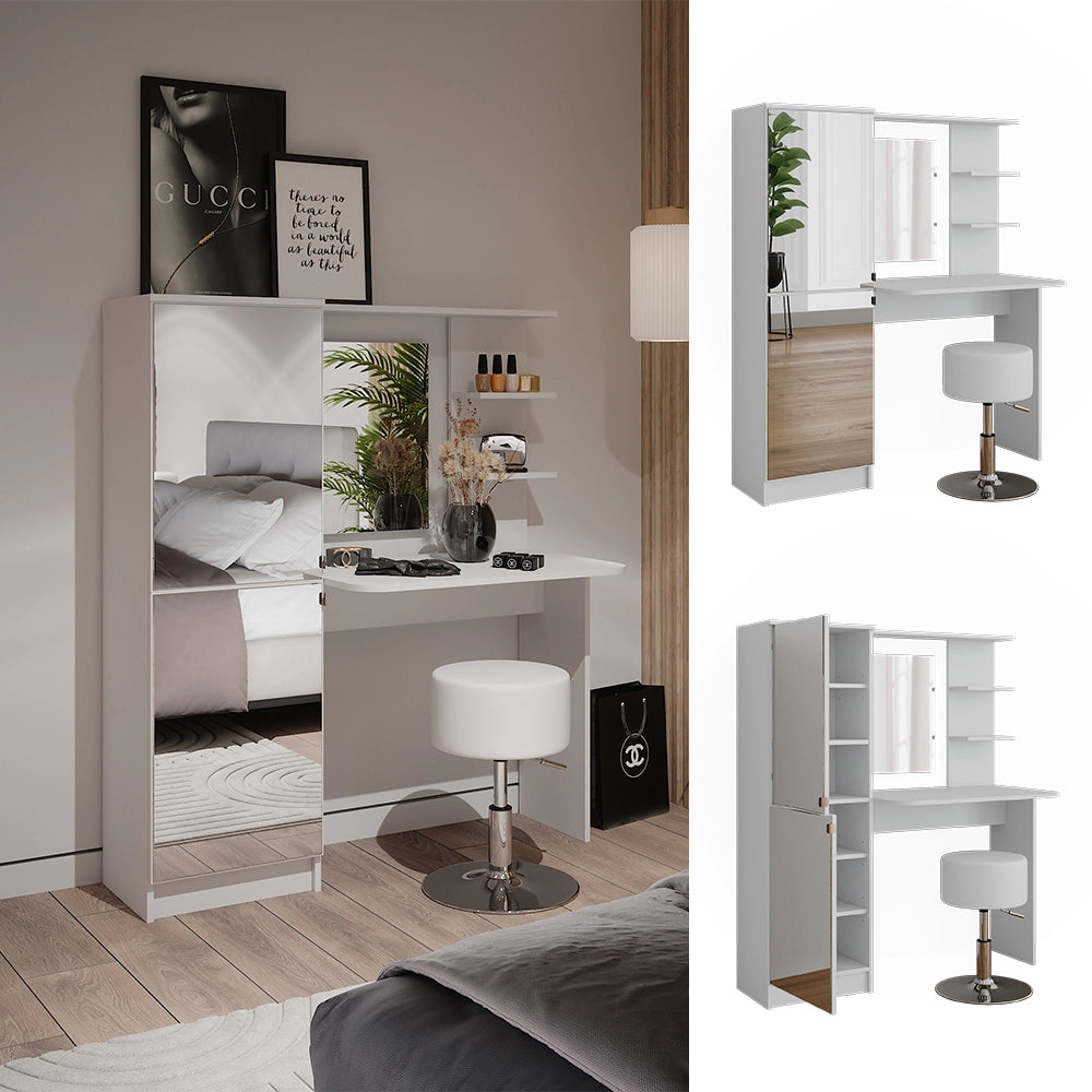 Vicco Tavolo da toeletta Bianco 123 x 141.2 cm con sgabello