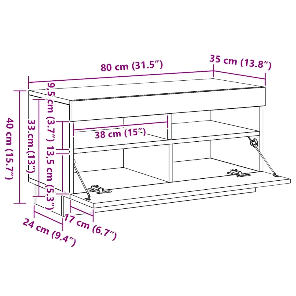 Credenza Grigio Cemento 70x42,5x185 cm in Legno Multistrato