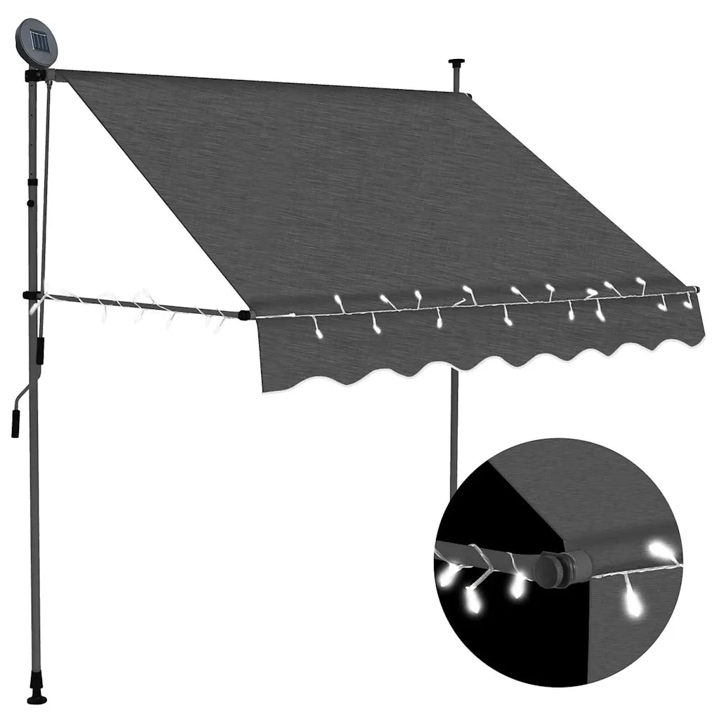 Tenda da Sole Retrattile Manuale con LED 100 cm Antracite cod mxl 6078