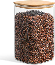 Contenitori di conservazione alimentare in vetro da 160 oz, contenitori di farina e zucchero in vetro da 1 gallone con coperchi stagni, grandi vasi quadrati in vetro con coperchi in bambù per riso, pasta, avena, cereali.