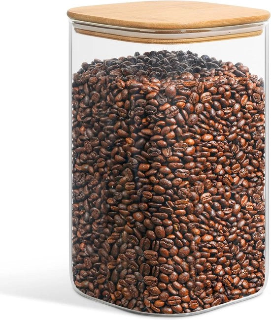 Contenitori di conservazione alimentare in vetro da 160 oz, contenitori di farina e zucchero in vetro da 1 gallone con coperchi stagni, grandi vasi quadrati in vetro con coperchi in bambù per riso, pasta, avena, cereali.