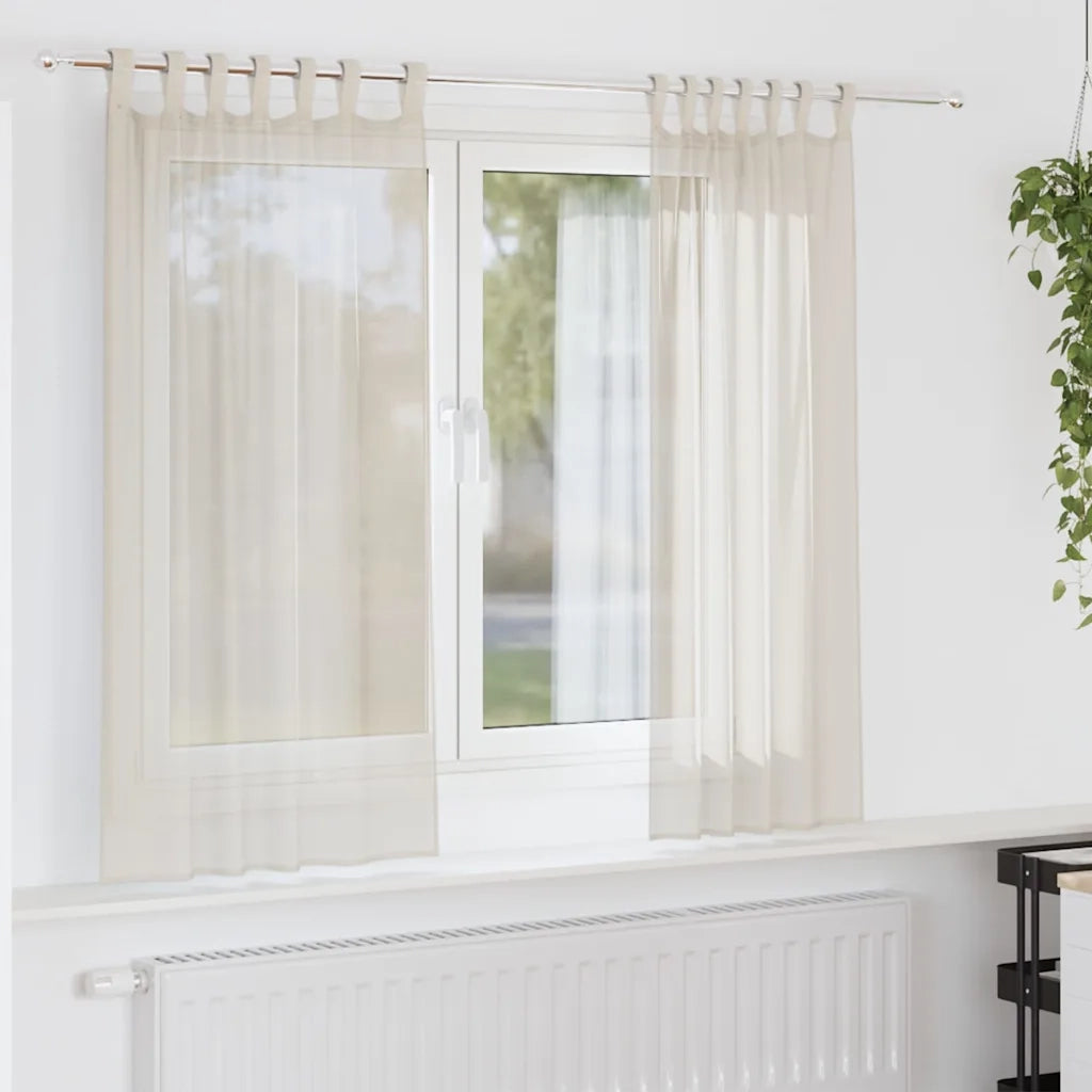 Tende in Voile con Linguetta 2 pz Crema 4102266