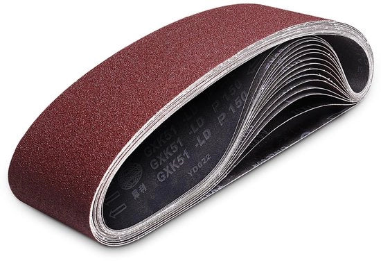 Set di cinture abrasive 15 pezzi - 100 x 915 mm - Dimensione della grana 80/120/150/240/320 - Set per macchina per cinture abrasive - Set di carta abrasive - Adatto per uso stazionario
