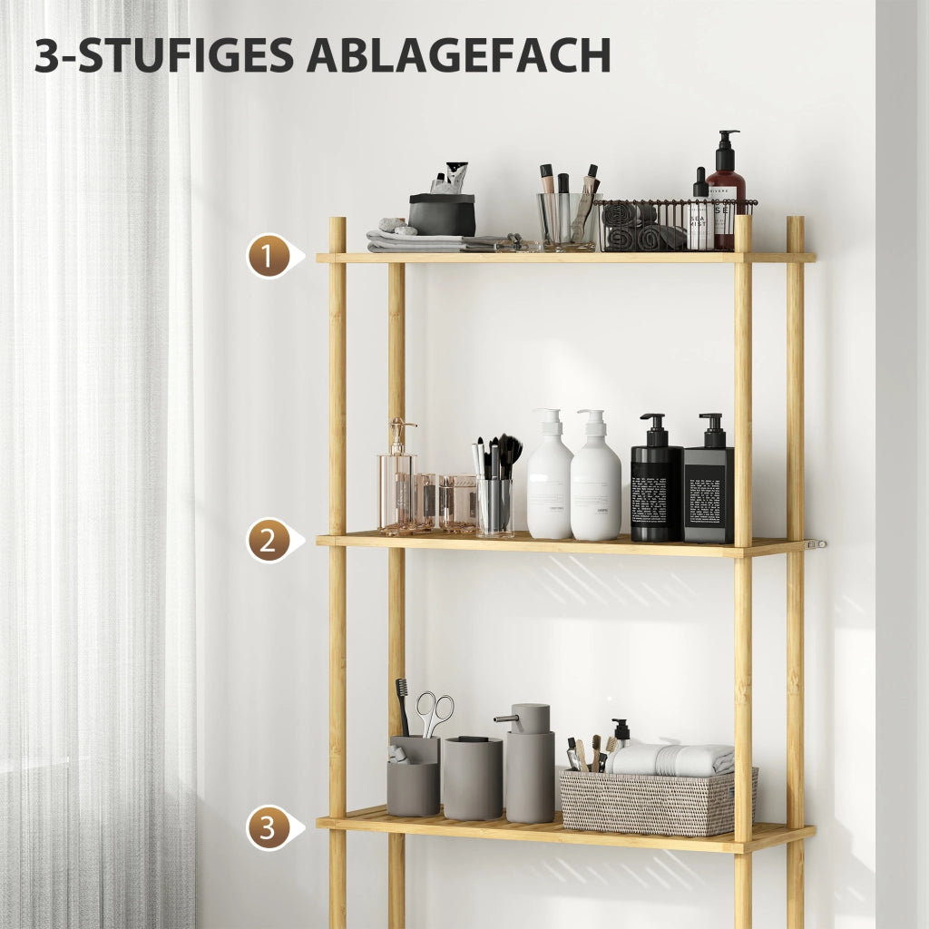 Scaffale Bagno 3 Ripiani ¨C Xylo ¨C Legno Naturale Salvaspazio 69x25.5x181 cm
