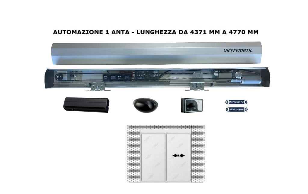PORTA INGRESSO AUTOMATICO A VETRI 1 ANTA FINO A 4770 MM 24V VARCHI ACCESSI