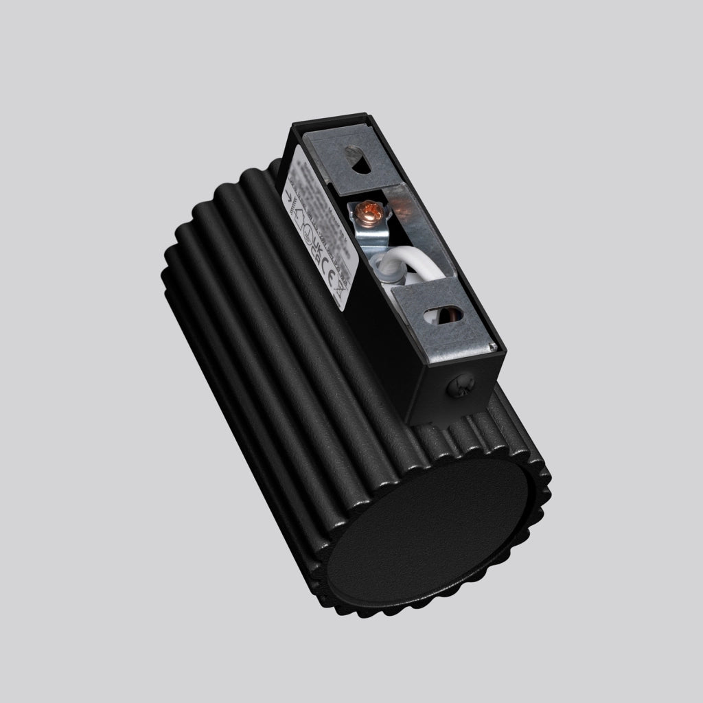 Applique moderna nera tubo zigrinato 10cm GU10 GRAVIO