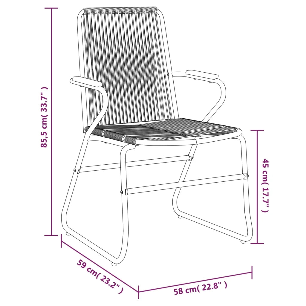 Sedie da Giardino 2 pz | Sedie da Esterno Nere 58x59x85,5 cm Rattan PVC