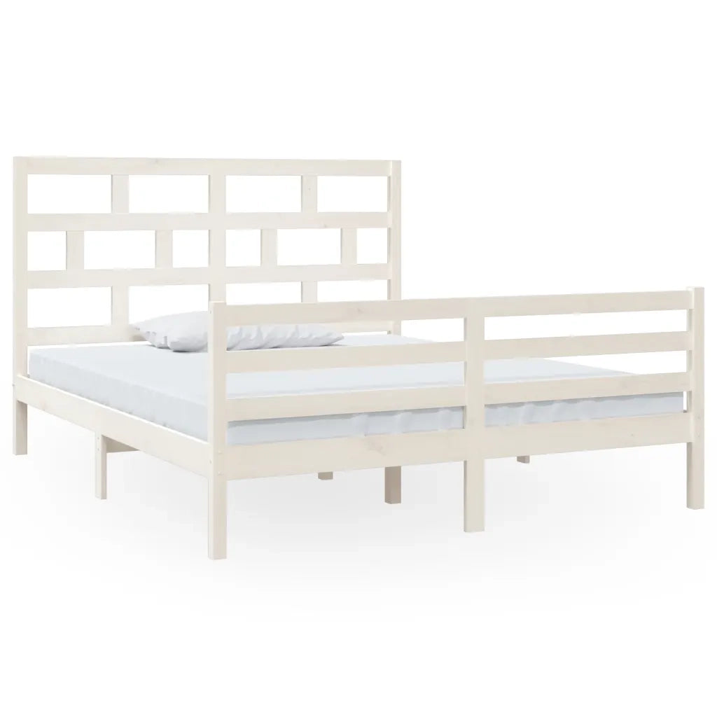 Giroletto-Struttura Letto Bianco in Legno Massello di Pino 160x200 cm 813314