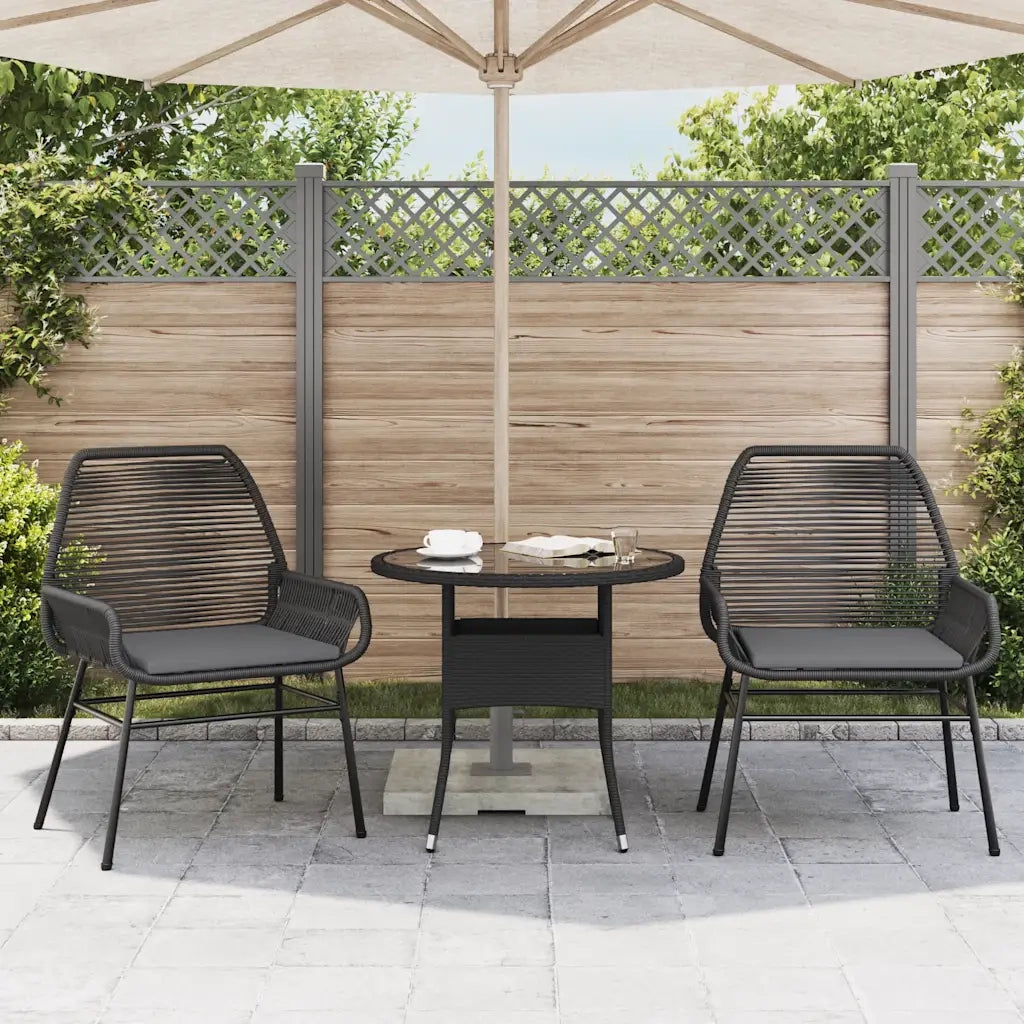 Sedie da Giardino con Cuscini 2 pz | Sedie da Esterno Nere in Polyrattan