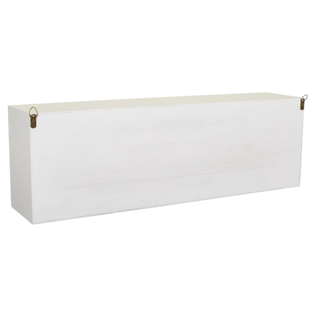 Scaffale da parete in legno bianco e griglia 81x17,5x26h