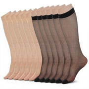 Calze alle caviglie 12 paia - Nylon trasparente - 20 Denier - Nero/Carnagione - Calze eleganti - Forma di piede universale - Materiale respirante