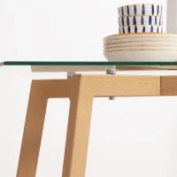 Tavolo da Pranzo Rettangolare per 4 Persone max, in Acciaio con Piano in Vetro Temperato, 120x60x76 cm