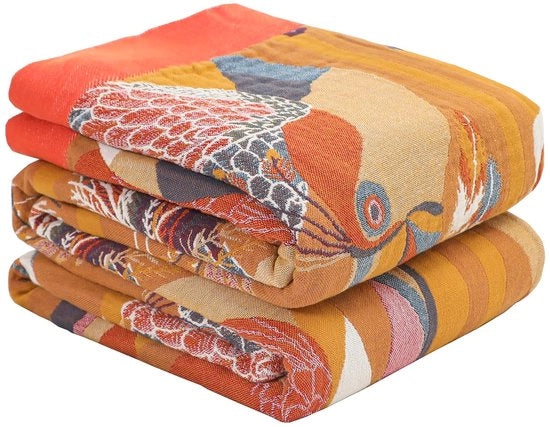 Deken 100% cotone, coperta 200x230CM, coperta boho con frange, doppia faccia, coperta da divano, coperta reversibile per guardare la TV o fare un sonnellino sul divano, coperta unifamiliare per tutte le stagioni.