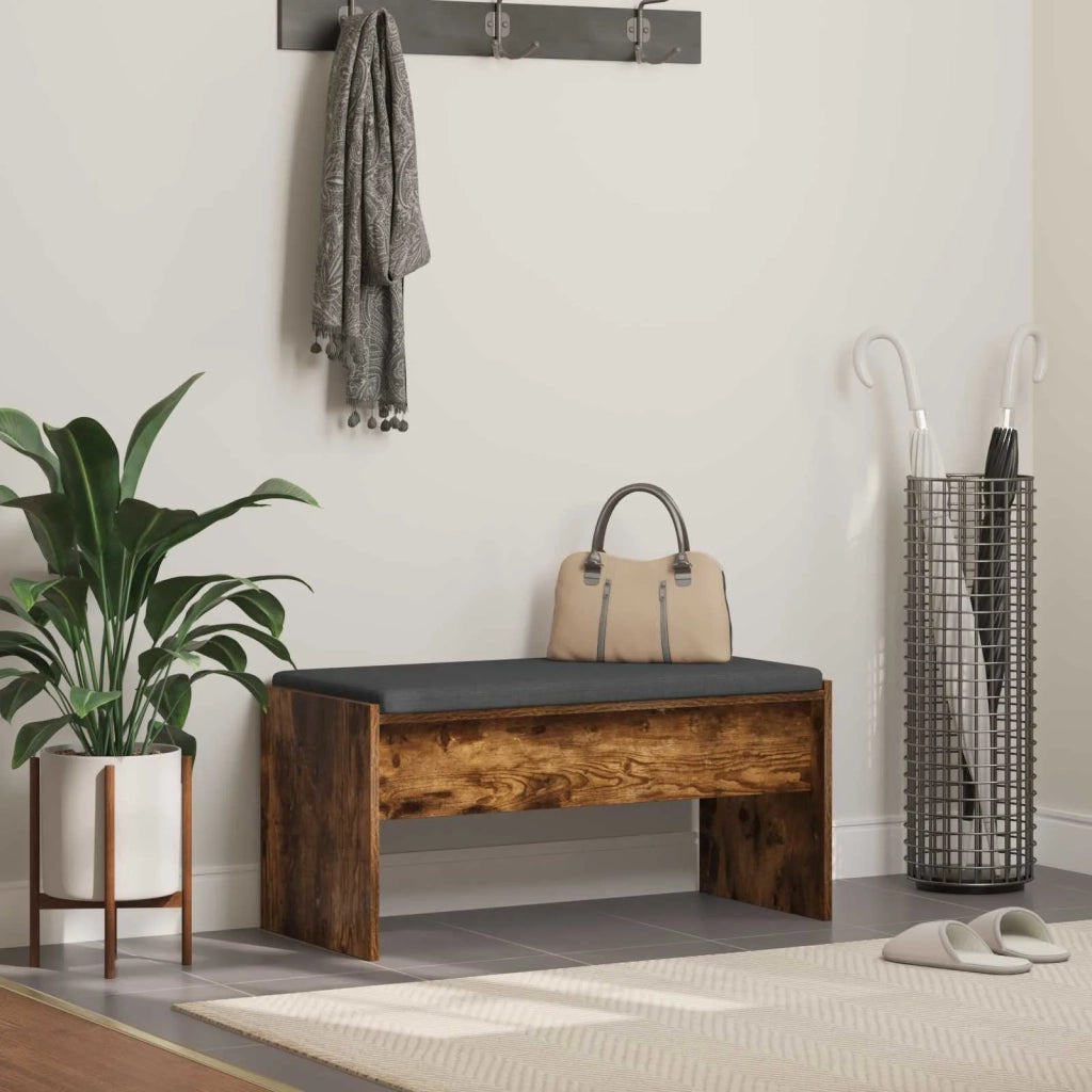 Panca per ingresso con cuscino Rovere fumé 83 x 38 x 40 cm