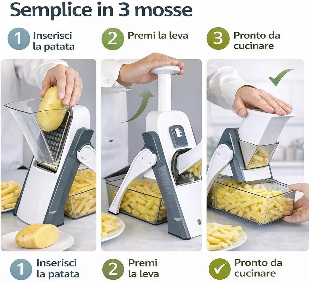 Mandolina per Verdure Multifunzionale, Mandolina Affettatrice di Verdure con Spessore Regolabile, Chopper per Patate e Cipolla, Kitchen Chopping Artifact Cutter Professionale.