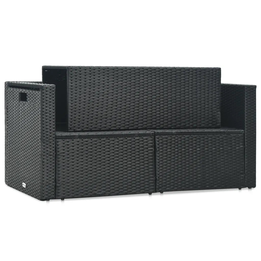 Set Divani da Giardino 6 pz con Cuscini in Polyrattan Nero 47809