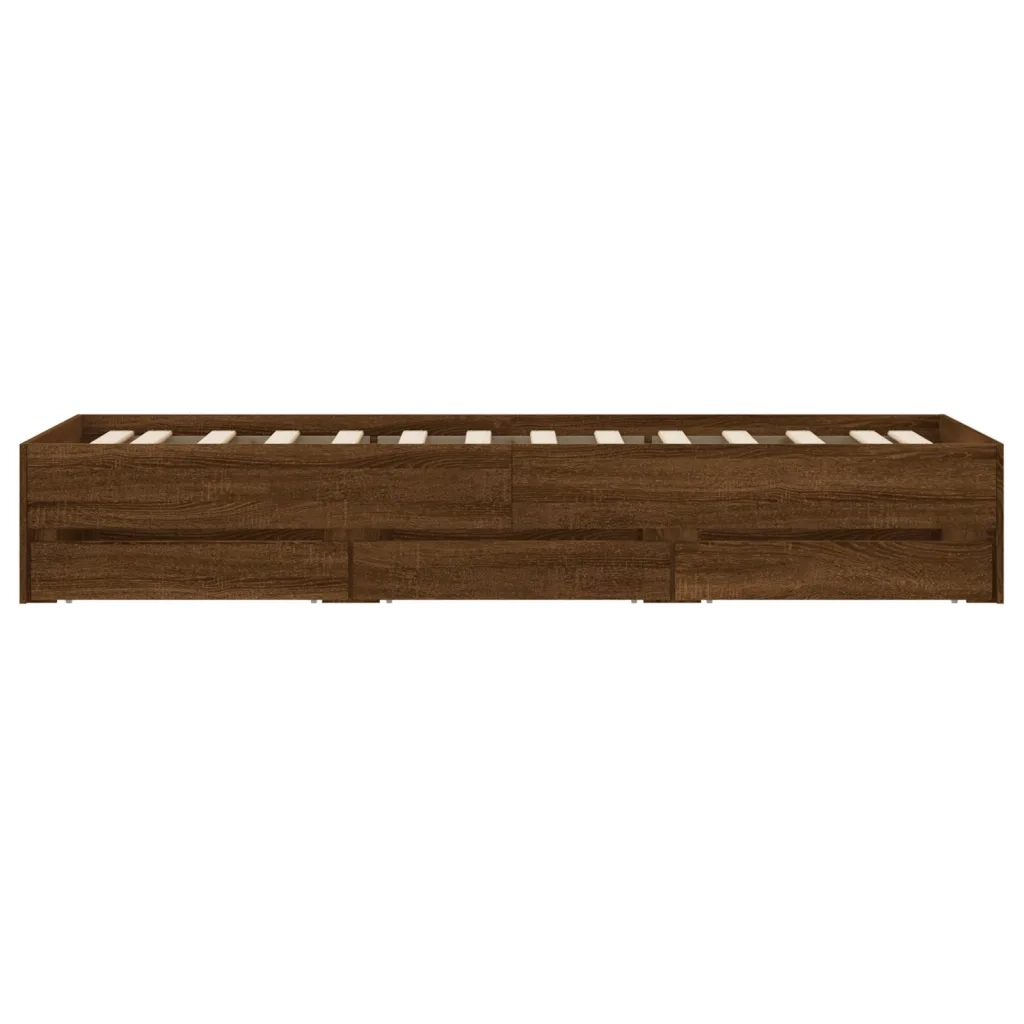 Giroletto Cassetti-Struttura Letto con contenitore Rovere Marrone 90x190 cm Legno Multistrato 229573