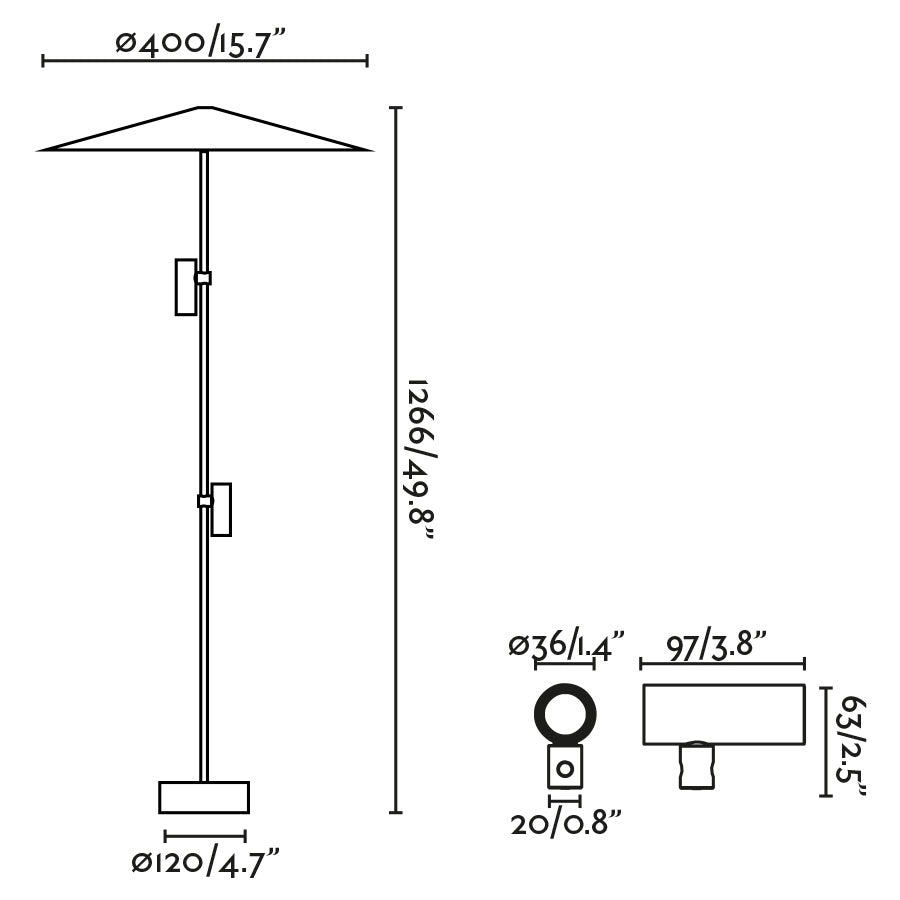 CLAP 1266 Lampada paletti nero 2x6W 3000K 38§ con schermo