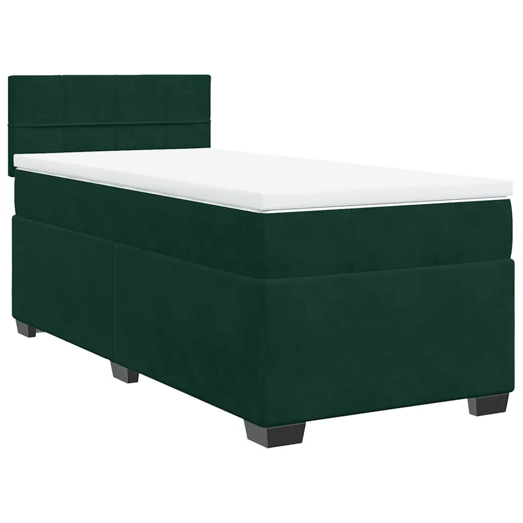 Giroletto a Molle con Materasso Verde Scuro 90x190 cm Velluto