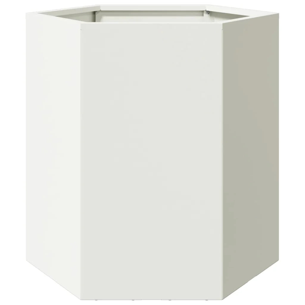 Fioriera aiuola rialzata fioriera aiuola giardino terrazza set da 2 esagonale 46 x 40 x 45 cm acciaio bianco 02_0039073