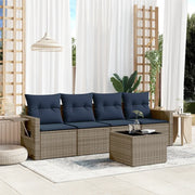 Set Divani da Giardino 5 pz con Cuscini Grigio in Polyrattan 3219890