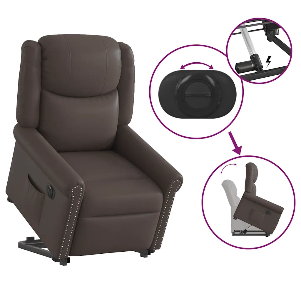 Poltrona Alzapersona Reclinabile Elettrica Marrone Similpelle 3303423