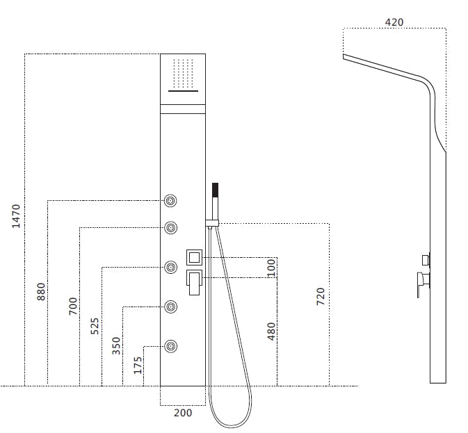 Colonna doccia pannello idromassaggio effetto cascata YH8123 NIZZA - Satinato