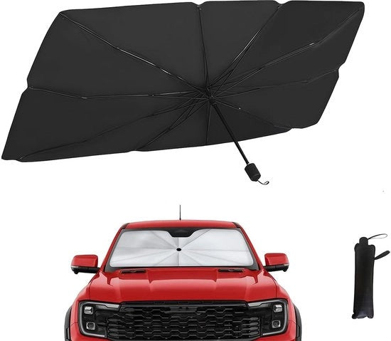 Ombrellone per Auto 140 x 80 cm - Zonnetenda Opieggibile - Protezione UV - Protezione dal Calore - Adatto per Auto/SUV/Camion - Spazievolutivo - Ombreggiatore per Auto