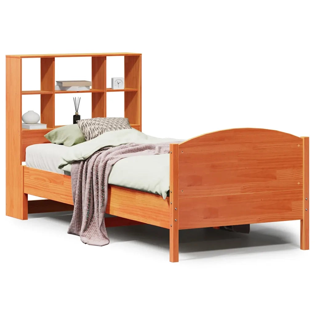 vidaXL Letto Libreria senza Materasso Marrone Cera 100x200 cm in Pino