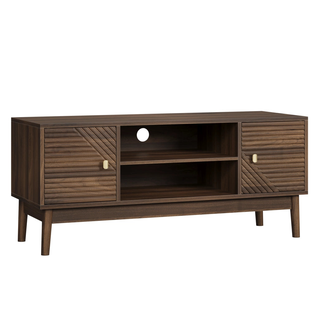 Mobile TV 110 cm in stile Mid-Century, con ampio spazio contenitivo, passacavi e chiusura soft-close, colore noce