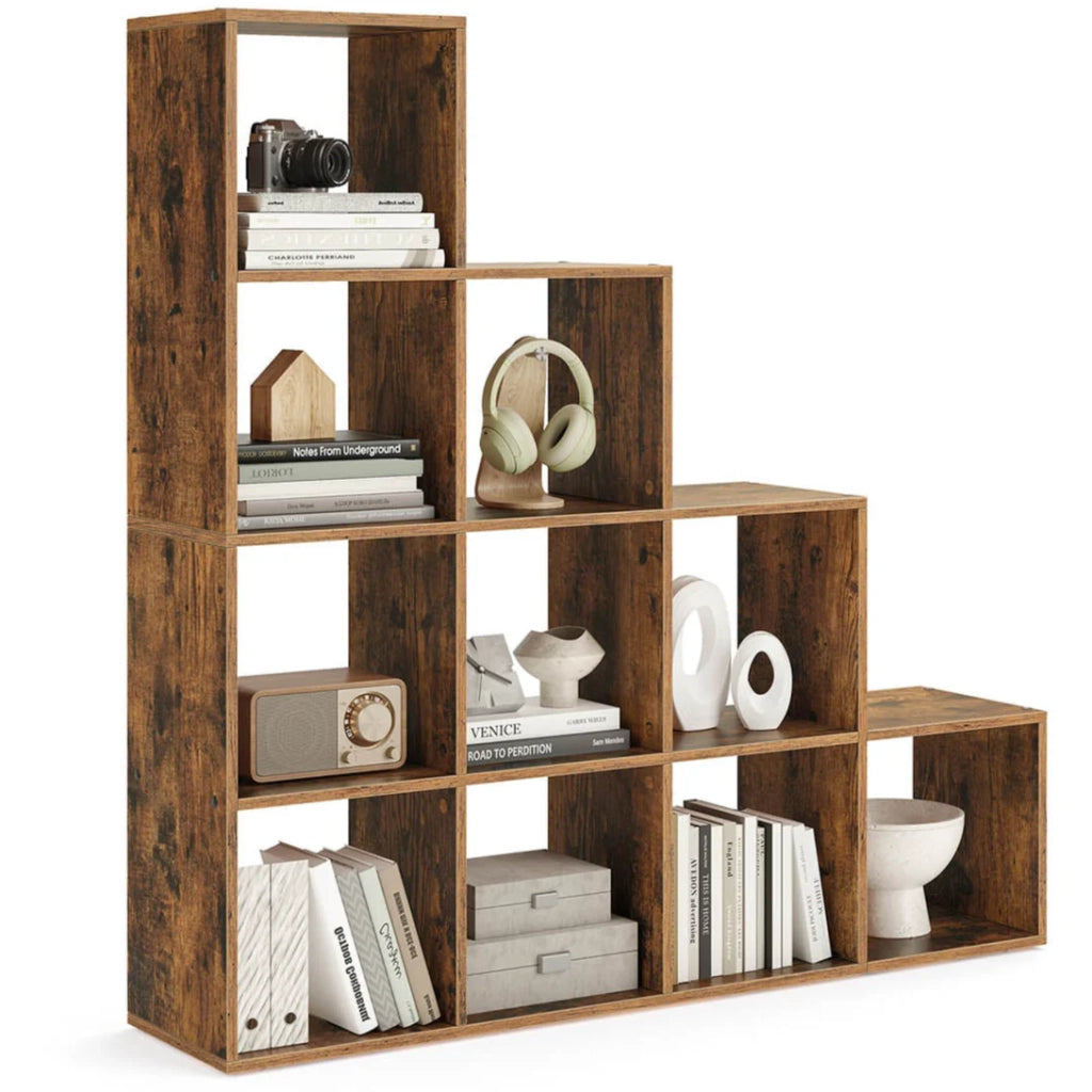 Scaffale Staircase 129,5 x 29 x 129,5 cm mobile contenitore a 6 scomparti per libreria soggiorno camera da letto bianco 12_0005762