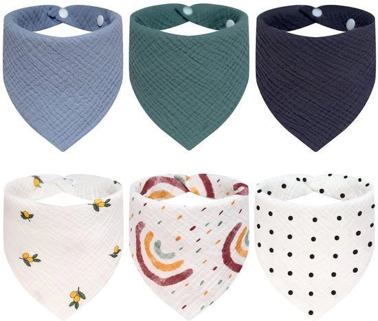 Set di 6 fasciature per neonati e bambini con forma triangolare, fasciature morbide e doppie con 2 spille regolabili - 03