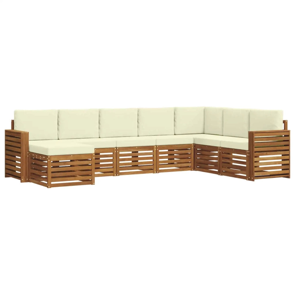 Set di divani da esterno con cuscino 8 pcs Naturale e Crema
