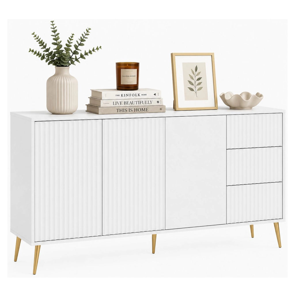 Madia Lenasi, Credenza 3 Cassetti, 179x40x98h cm Bianco
