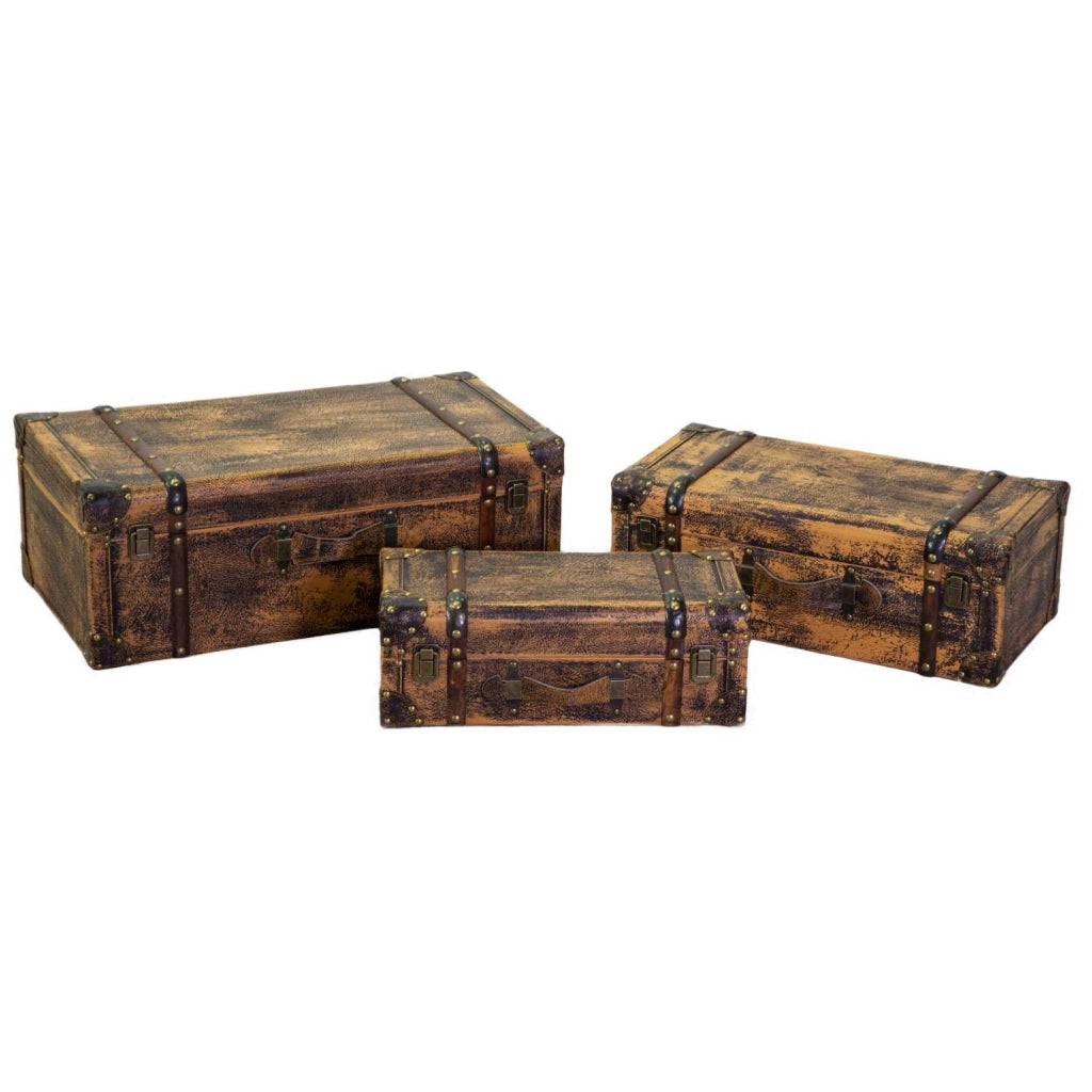 Baule valigia ecopelle 1-3 marrone cm 65x36h24
