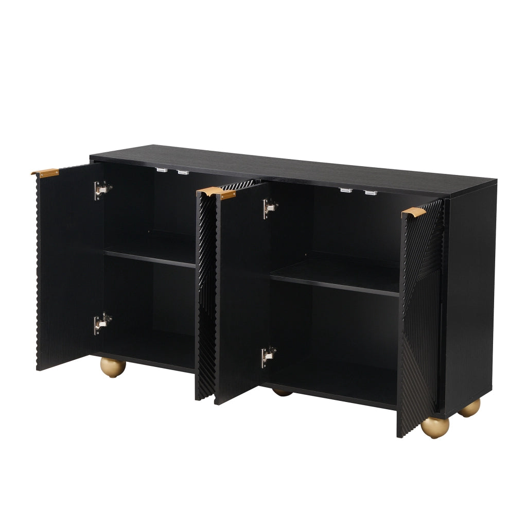 Credenza 120x35x71.5 cm con 4 ante; ripiani regolabili; MDF nero