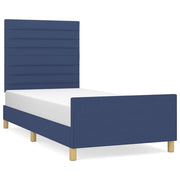 Letto singolo | Letto per adulti | Giroletto senza Materasso Blu 90x190 cm in Tessuto