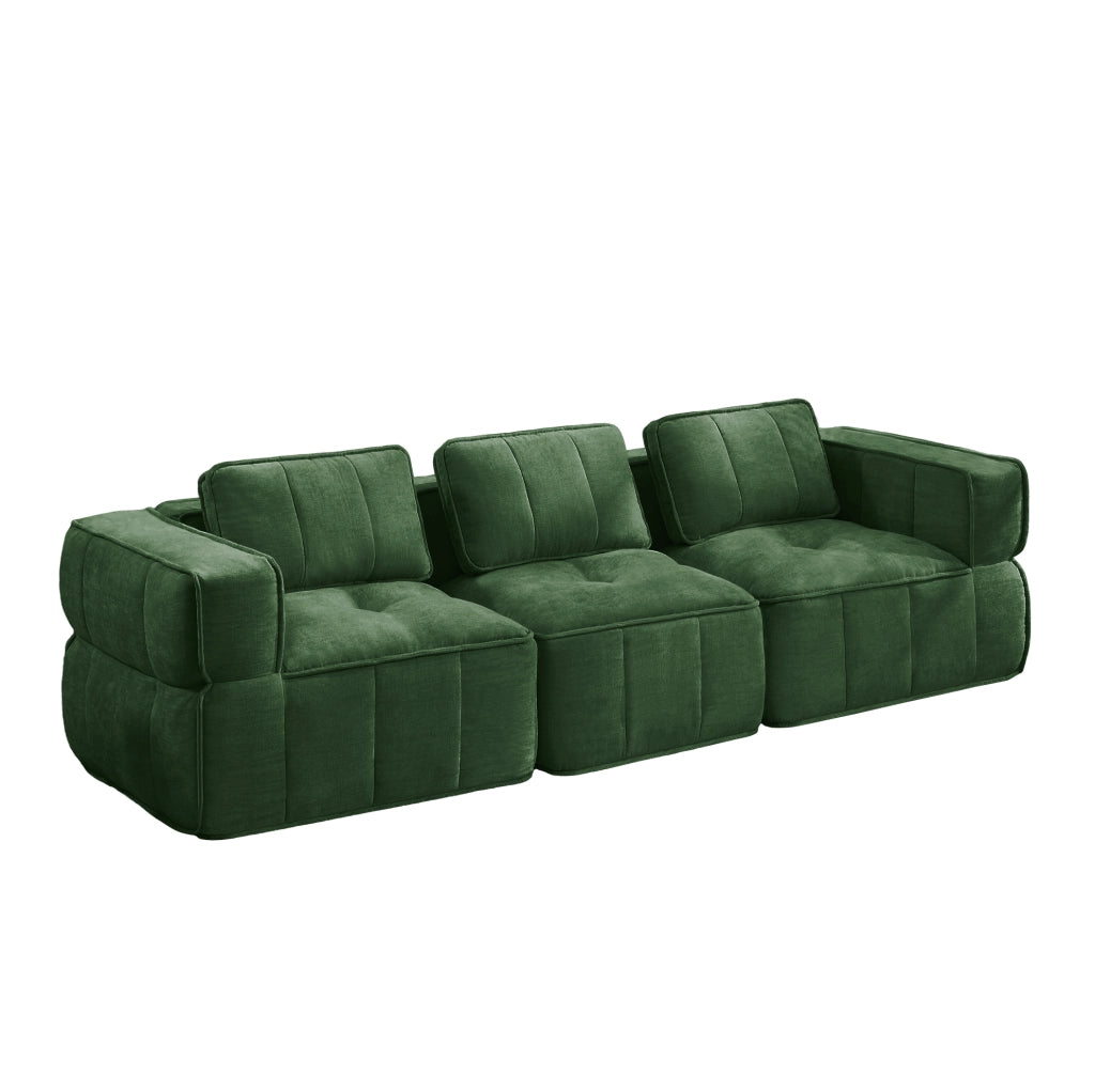 Divano modulare 3 posti 271x93x67 cm in poliestere verde; design senza struttura e seduta profonda