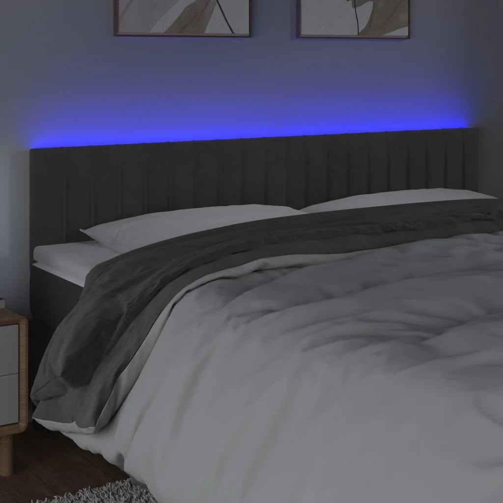 Testiera | Testata a LED Grigio Scuro 180x5x78/88 cm in Velluto