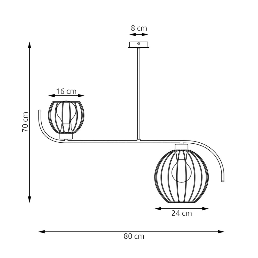Plafoniera loft nera gabbia 2 luci E27 15W Echo Emibig