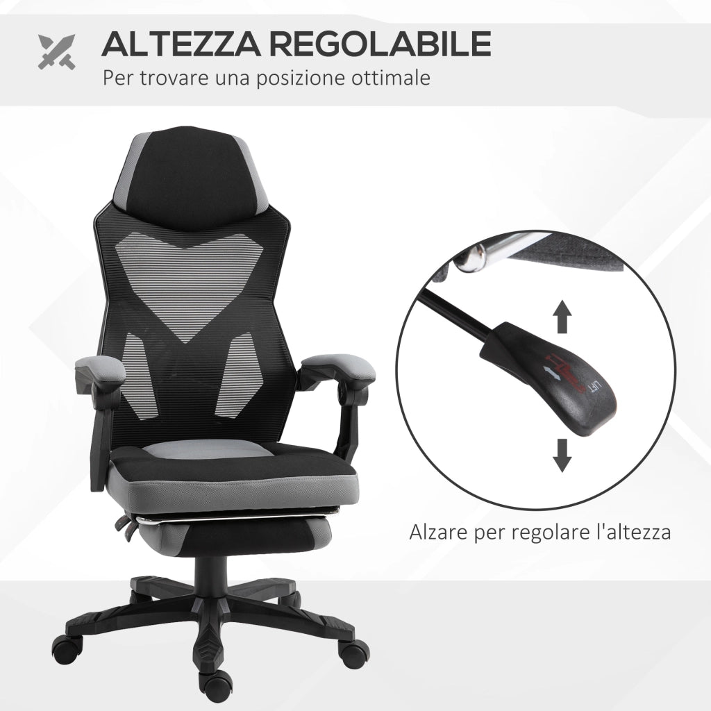 Sedia da Ufficio Ergonomica con Schienale Reclinabile ¨C Zephmum ¨C Grigio