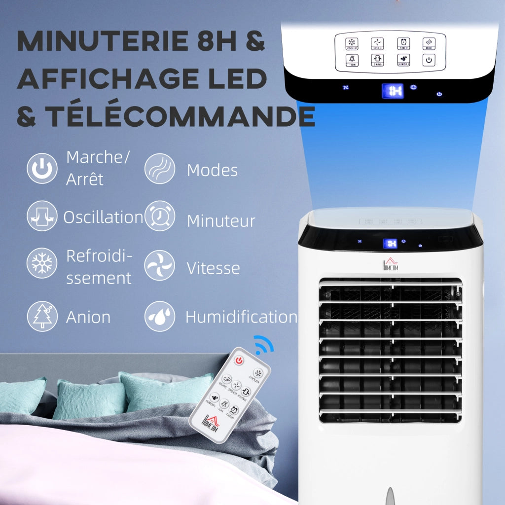 Climatizzatore Raffrescantore d'Aria Portatile 60W Ventilatore Ionizzatore 4 in 1 con Telecomando Silenzioso Oscillante