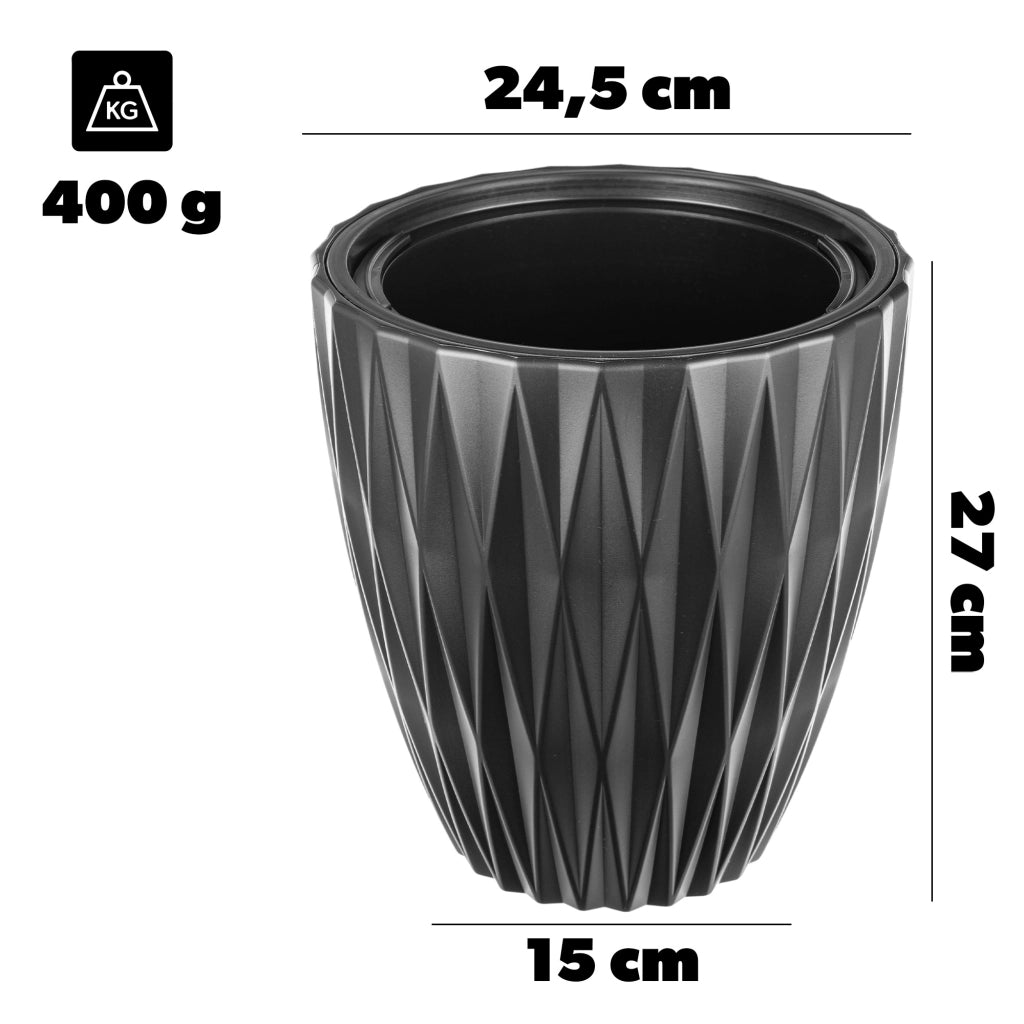 KADAX Doniczka Caro 25 czarna 5770-084 K16582