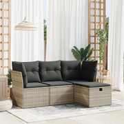 Set Divano da Giardino 4pz con Cuscini Grigio Chiaro Polyrattan 3325258