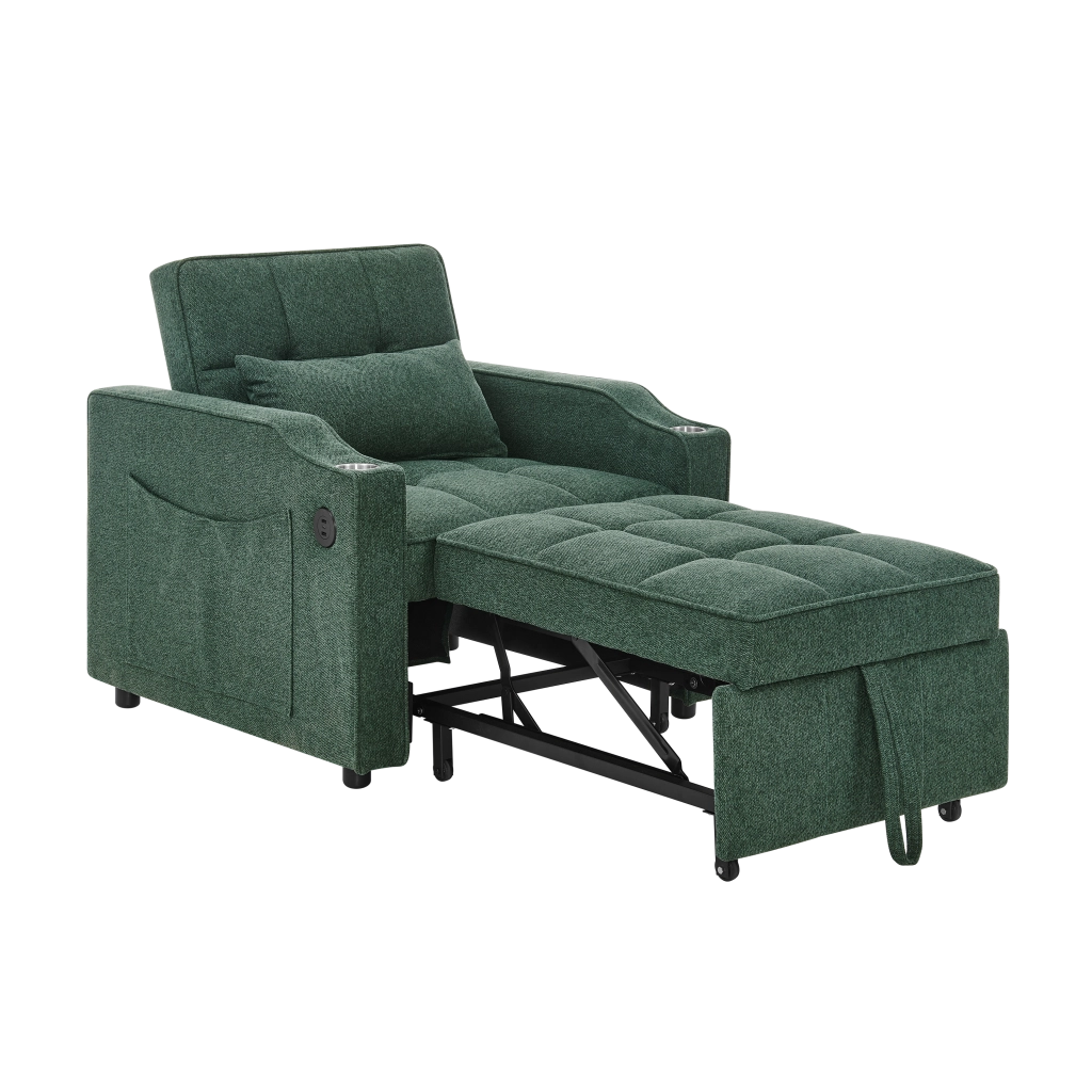Divano Letto con USB ¨C MINIMAL ¨C Verde, Trasformabile
