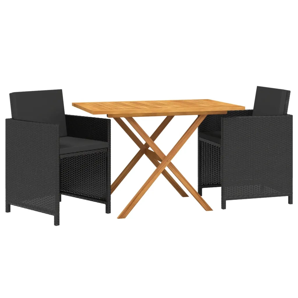 Set da Pranzo da Giardino 3 pz | Set Salotto da Giardino con Cuscini Nero