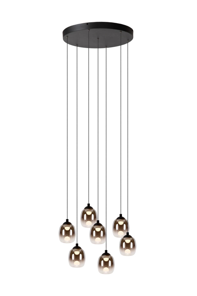 Lampadario Tamino Lucide glamour nero 7 luci LED 3000K