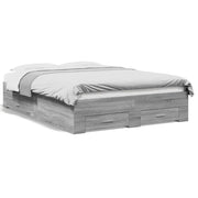Letto matrimoniale | Letto per adulti | Giroletto Cassetti Grigio Sonoma 140x190 cm Legno Multistrato